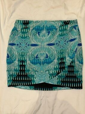 Bebe blue & Teal Printed Mini Skirt